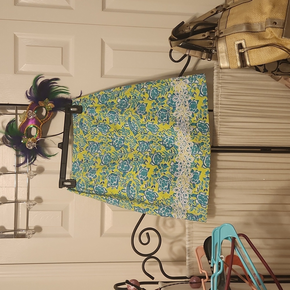 Floral A-Line Midi Skirt in Yellow and Aqua